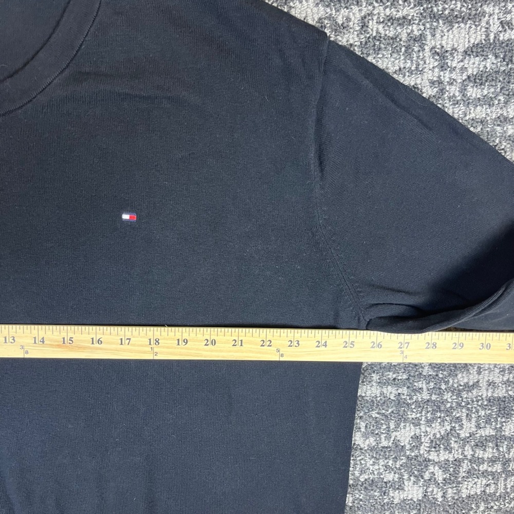 Tommy Hilfiger V-Neck Sweater Mens XXL Black Cotton Preppy Logo Pullover - Picture 5 of 7